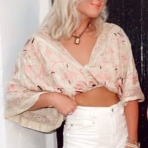 FREE PEOPLE EMBROIDERED KIMONO TOP